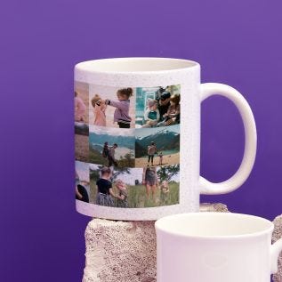 18 Image Collage Glitter Mug