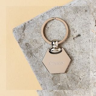 Hexagon Engraved Metal Keyring (Name)