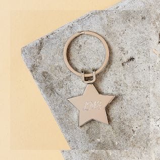 Star Engraved Metal Keyring (Initials)