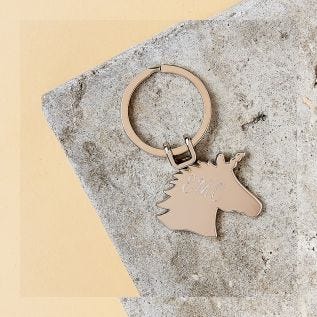 Unicorn Engraved Metal Keyring (Initials)