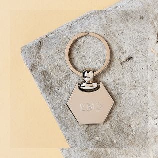 Hexagon Engraved Metal Keyring (Initials)