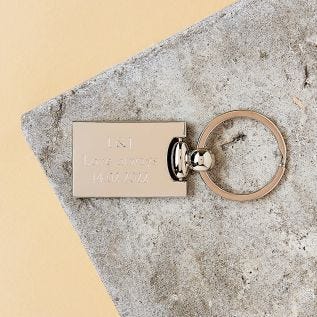 Rectangle Text Metal Keyring