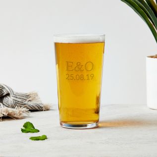 Personalised Engraved Beer Glass (Initials)