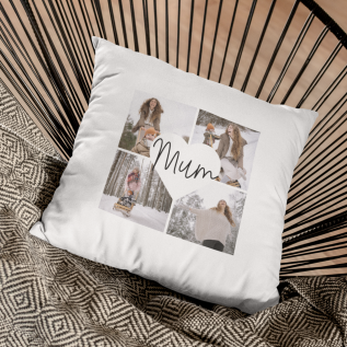 Mum Heart Collage Photo Cushion (16")