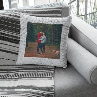 Sequin Cover Magic Photo Cushion (16x16")