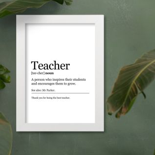 Teacher Definition Harriet White Print and Frame