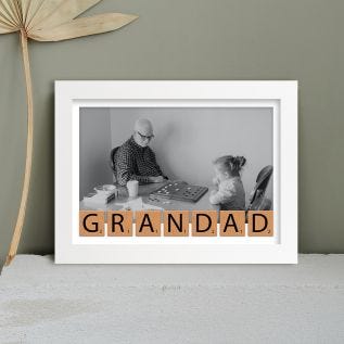 Grandad Letter Tiles Harriet White Print and Frame