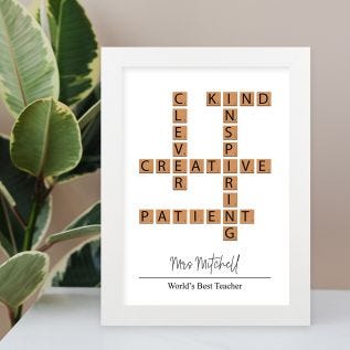 Teacher Letter Tile Harriet White Print and Frame