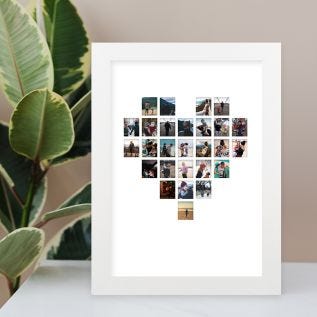 Heart Collage Harriet White Print and Frame