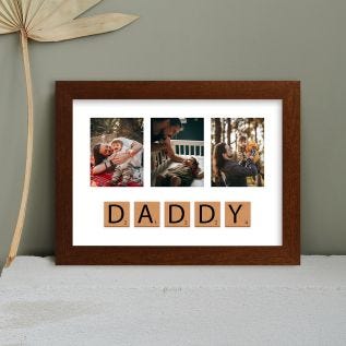 Daddy Letter Tiles Harriet Rustic Wood Print and Frame
