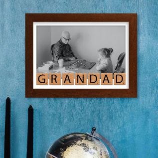 Grandad Letter Tiles Harriet Rustic Wood Print and Frame