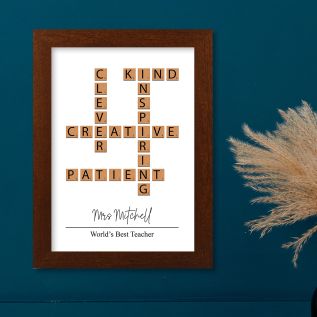 Teacher Letter Tiles Harriet Rustic Wood Print and Frame