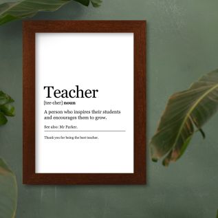 Teacher Definition Harriet Rustic Wood Print and Frame
