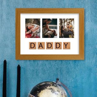 Daddy Letter Tiles Harriet Light Wood Print and Frame