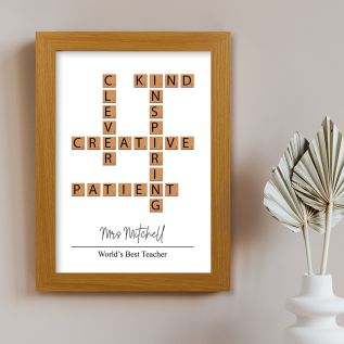 Teacher Letter Tiles Harriet Light Wood Print and Frame