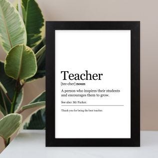 Teacher Definition Harriet Black Print and Frame