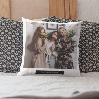 Image and Text Canvas Photo Cushion (18")