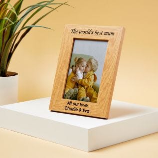 Engraved Harriet Light Wood Photo Frame with Print