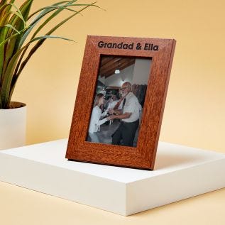 Engraved Harriet Rustic Wood Photo Frame with Print