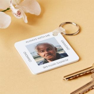 Memorial Square Keyring - Photo & Border Text