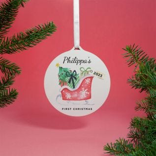 Santa's Sleigh First Christmas Bauble