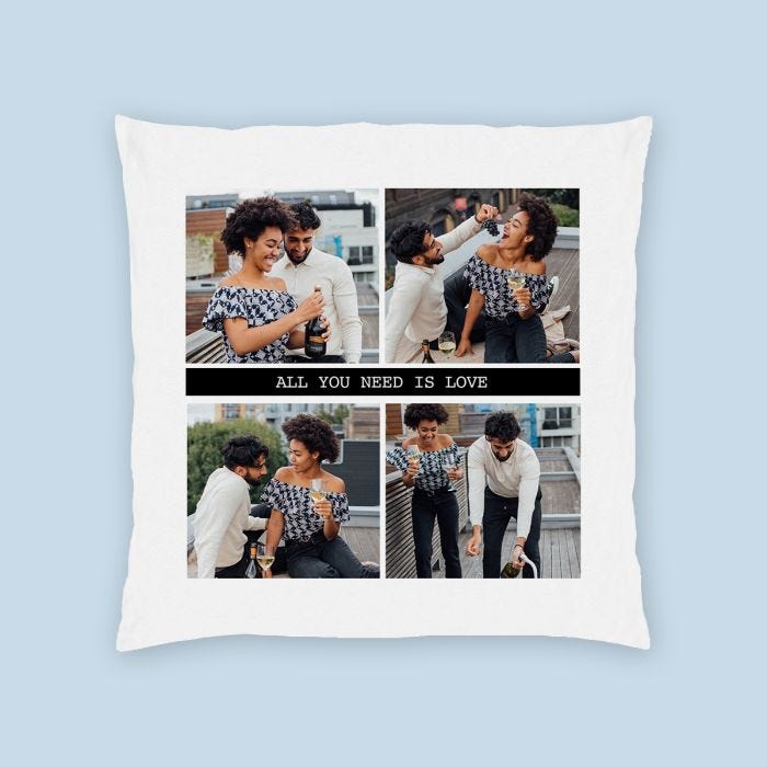 4 Photos and Text Personalised Cushion 16 Tesco Photo