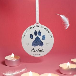 "Paw Prints On Our Hearts" Memorial Hanging Decoration